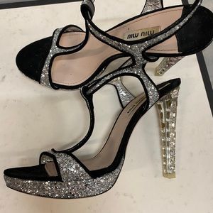 MIU MIU 37 CRYSTAL SANDALS